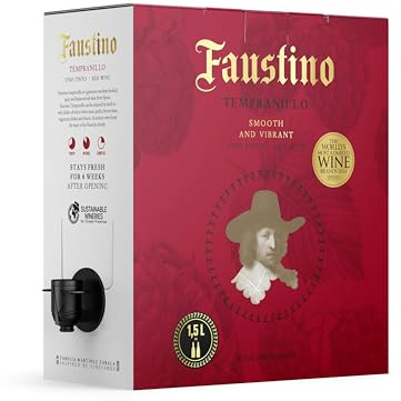 Faustino Red Wine Box 13% ABV, 1.5L | Smooth, Vibrant, Tempranillo | Spain