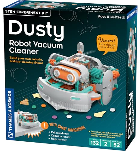 Thames & Kosmos Dusty Robot Vacuum Cleaner STEM Kit | Build a Desktop Robotic Vacuum with Sensors, Explore Robotics, Engineering & Mechanical Devices, Fun Gift for Ages 8+ or Adults