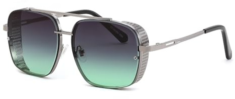 FEISEDY Sunglasses Mens Women Vintage Pilot Square Trendy Metal Steampunk Fishing Driving Sun Glasses B2894