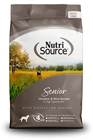 NutriSource Dry Dog Food for Seniors, Chicken and Rice, 26LB