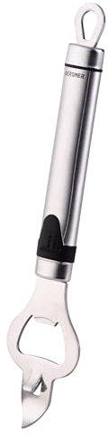 BERGNER Gizmo | Flaschenöffner Manuell | Aus Robustem Edelstahl | Flaschen- und Dosenöffner | Ergonomischer Griff mit Aufhänger | Größe: 19 cm