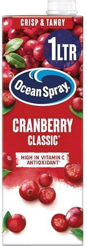 Ocean Spray Classic Cranberry Juice Drink - 1L - Sugar & Natural Sweetener Fruit Juice - Rich in Vitamin C & High in Antioxidants - Made with Whole Cranberries
