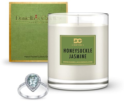Daniella's Candles Honeysuckle Jasmine Scented Jewelry Candle with Earrings Inside