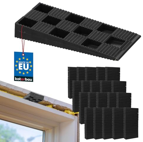 KOTARBAU® Set di 500 cunei di montaggio in plastica, 94 x 44 x 14 mm, per finestre, porte, telaio della finestra, colore nero