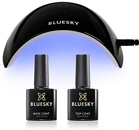 Bluesky Gel Nail Polish Starter Kit with Professional 24W Uv Led Lamp, Top & Base Coat Set 10Ml