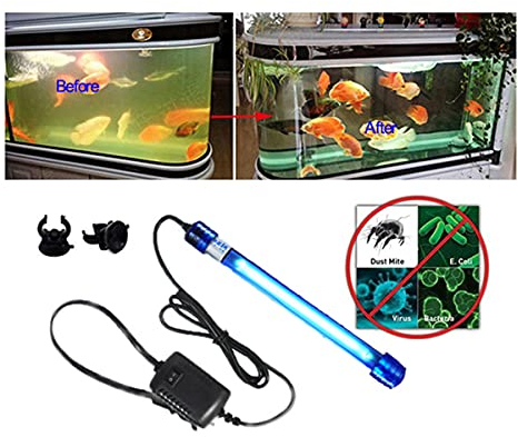 Esterilizador de luz UV para acuario, clarificador de agua, luz UV, limpieza de algas verdes, casa de mascotas, mata bacterias, piscina, esterilización en el hogar (13 W 13 pulgadas de longitud)