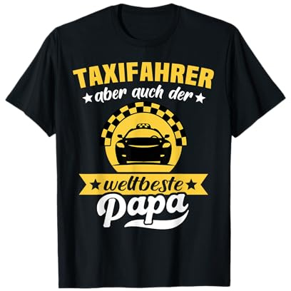 Taxi Vater Taxi Driver Taxidriver Papas T-Shirt für Taxifahrer Väter, Herren, Schwarz, Kurzarm, S, Unisex, Klassische Passform, V-Ausschnitt, Novelty, Retro, Taxi-Motiv mit Taxi Auto und Papa Sprüchen