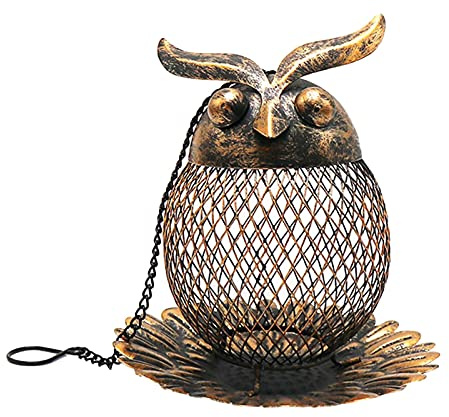 Hängende Fat Ball Metall Vogelhäuschen, Schmiedeeiserne Eule Vogelfutterhalter Vogelfutterspender Zum Aufhängen - Meisenknödelhalter Zum Aufhängen Als Futterhaus Für Garten Wildlife Vögel Finch Sparro