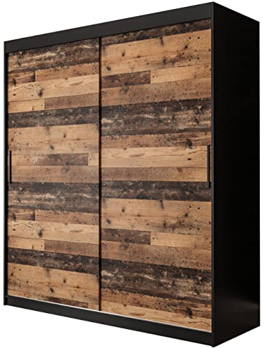 KRYSPOL Schiebetürenschrank Old Style T 180 cm Kleiderschrank Einlegeboden Schlafzimmer- Wohnzimmerschrank Schiebetüren Modern Design (Schubladen: 0)