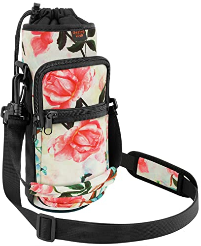 Desing Wish Néoprène Porte Gourde Velo sans Vis Bidon Porte Velo avec Poche en Maille et Bandoulière Porte Gourde VTT pour Bouteille de Vélo Guidon Poussette Randonnée Scooters Fauteuil Roulant