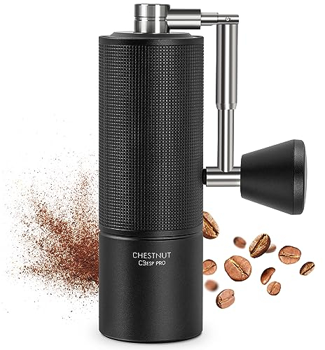 TIMEMORE Chestnut C3 ESP PRO, manuelle Kaffeemühle, Upgrade integriertes Ganzmetallgehäuse, Edelstahl S2C Kegelschliff, Handkaffeemühle mit Klappgriff, für Espresso bis French Press, Schwarz