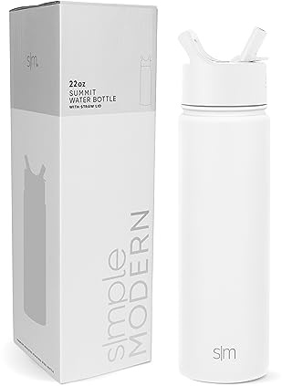 Simple Modern Borraccia Termica con Cannuccia | Bottiglia Acqua in Acciaio Inossidabile Isolato per Sport e Palestra | Summit | 650ml | Winter White