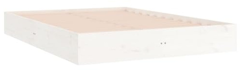 vidaXL Estructura de Cama Somier Dormitorio Base Habitación Muebles Mobiliario Hogar Cuarto Descanso de Madera Maciza Blanco 160x200 cm