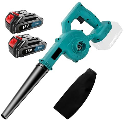 18V Mini Leaf Blower and Vacuum 180MPH 3Pounds15000RPM with 3.0 AH Battery*2 Faster Charger Cordless Leaf Blower for Garden Care Debris collection