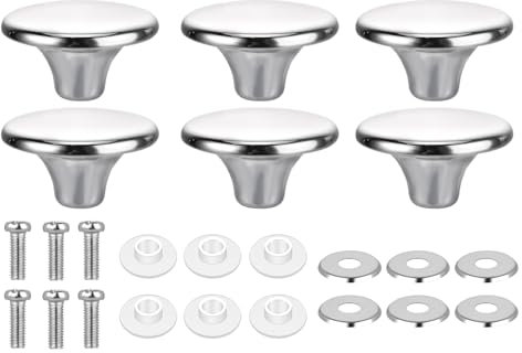 6 Stück Topfdeckelknopf, Edelstahl Topfdeckelgriffe, Ersatz-Topfdeckelgriffe, Topfdeckel Griff Universal, Hitzebeständiger Topfdeckel-Ersatzgriff mit Schrauben für Topfdeckel, Ersatzknöpfe(Silber)