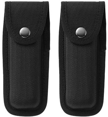 2 Stück Messertasche für Taschenmesser Gürtel,Oxford Messer Etui,Taschenmesser Hülle,Messerscheide Tasche Schwarz,Taschenmesser Etui,Messerholster,Gürtelschlaufe für Klappmesser Taschenmesser