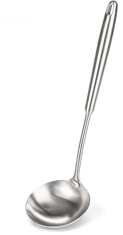 FJNATINH Soup Ladle Stainless Steel, Food Grade Metal Kitchen Ladle Spoon for Canning Soups Sauces, Easy to Clean, 15 Inches