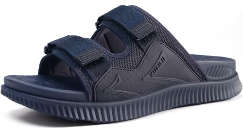 KuaiLu Mens Orthotic Sandals Arch Support Cushion Recovery Slides Navy 10.5