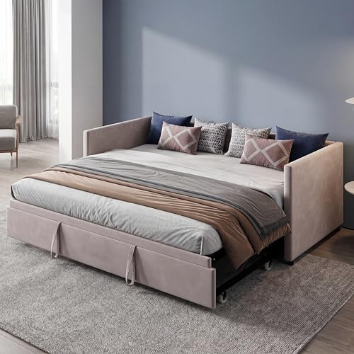 YNYHTER Sofá Cama Matrimonio,Sofá Cama Extensible 90/180x200cm Sofa Cama 2 Plazas Cama De Invitados Camas de Día Extensible Sofas Camas Multifuncional,sin colchón (Gris, 90/180x200cm)