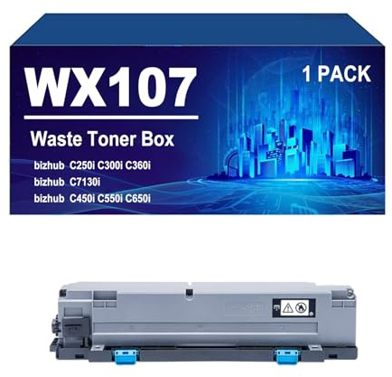 KLXFJ WX107 Contenitore Toner di Scarto Compatibile per KONICA MINOLTA Bizhub C250i C300i C360i C7130i C450i C550i C650i, per Olivetti D-Color MF259 309 369 459 559 659,Black-1 Pack