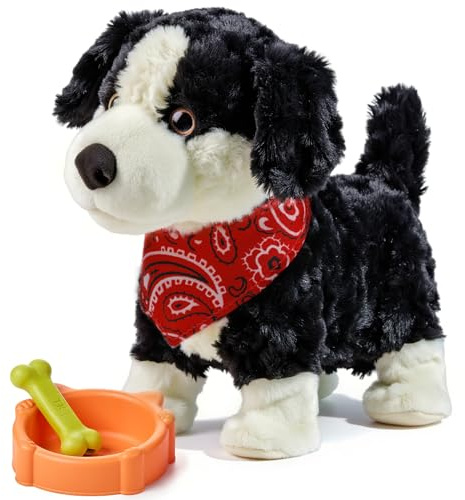 eJog Pup Cagnolino Che Abbaia e Cammina con Controllo Vocale, Parla, Muove la Coda, Peluche Cane Giocattolo Interattivo Elettronico, Cane Robot Realistico, Regalo per Bambini 3+ Anni