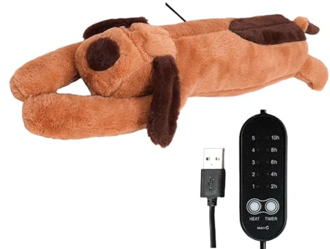 Almohadilla Térmica en Forma de Peluche para Adultos,Peluche Canino Calentable - Cojín Eléctrico con USB Apagado Automático Temperatura Ajustable para Abdomen Espalda Cuello - Para Hombros