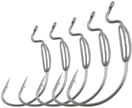 25 pezzi di ami piombati con testine piombate, a manovella ampio spazio, da pesca offset anti-erbacce for la al black bass