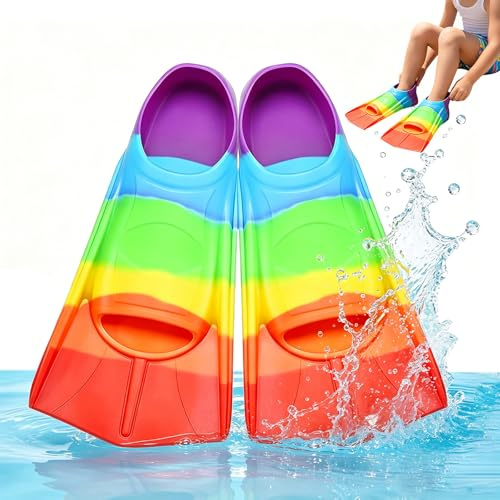 Pinne da nuoto per bambini, 100% silicone, pinne corte per bambini, pinne da snorkeling in silicone, pinne corte per allenamento, nuoto, allenamento in acque libere (B, XXS)