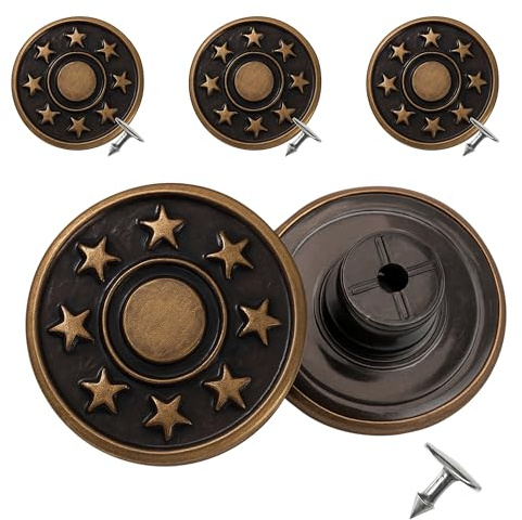 WedDecor Brass Denim Jean Buttons with Aluminium Back Pin Hand Pressed Studs Hammer on Tack Fasteners for Sports Jacket Jeans, Fixing Clothing Accessories, Gunmetal, 17mm, 8pcs
