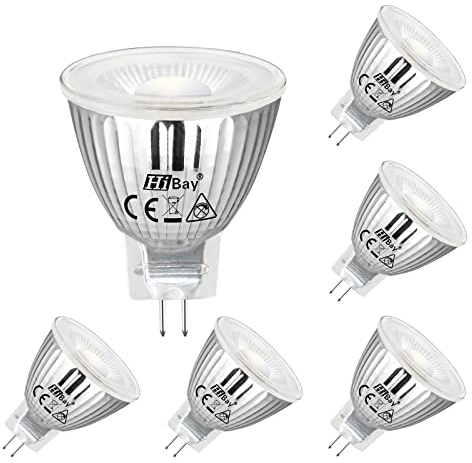 HiBay MR11 GU4 LED Lampe Neutralweiß 5W, ersetzt 45W Glühlampe, LED Leuchtmittel Spot Gluehbirne Strahler Leuchte 400LM 4500K 38°, AC/DC 12V, ø35x42mm, 6er Pack