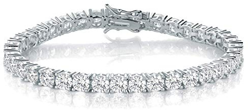 GMESME - Bracciale da tennis, in oro bianco 18 carati, con zirconi rotondi 4,0, 15,2 cm, 16,5 cm, 17,8 cm, 19,1 cm, 21,6 cm, 22,9 cm, 6 inch, Ottone, Zirconia cubica