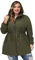 Hanna Nikole Damen Große Größe Übergangsjacke Windjacke Regenjacke mit Kapuze und Taschen Armeegrün 48