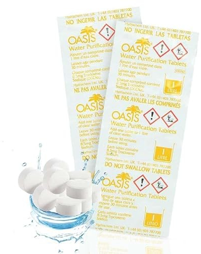 Emergency Water Purification Tablets Oasis Water Purification Tablets 8.5 MG Treats Water (200 Tablets)