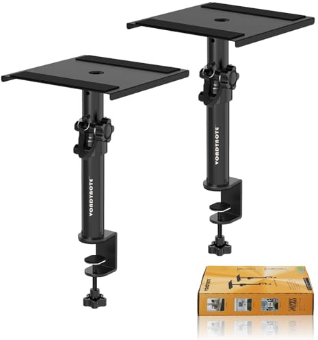 Vondynote Set of 2 Desktop Clamp Speaker Stands Short Studio Monitor Stands Height Adjustable