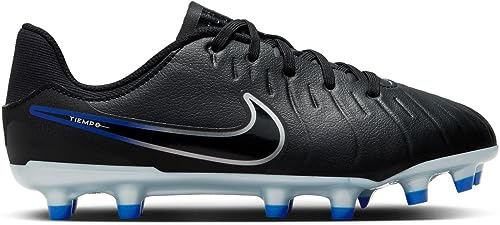 NIKE Legend 10 Academy Football Shoe, Black/Chrome-Hyper Royal, 4 UK