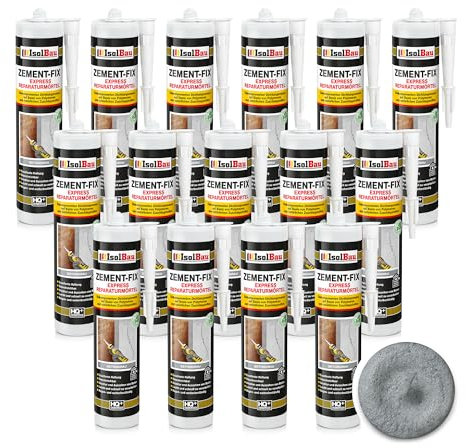 Isolbau Zement-Fix Express Lot de 15 cartouches de mortier de réparation pour joints et fissures en intérieur et extérieur Gris béton 300 ml