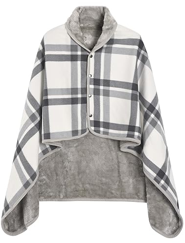 heekpek Bufanda Grande Invierno Mujer Manta Bufanda de Invierno Cálido Poncho Capa Suave Bufanda Gigante con Botones Unisexo Poncho Felpa Dos Tamaños, Gris(100 * 140cm)