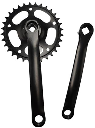 Amagogo Ensemble de Bras de manivelle de vélo de Montagne, pédalier de vélo 165mm 32T, Plateau carré Conique à Vitesse Unique pour Les réparations en, Noir
