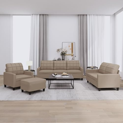 ShGaxin Soffgrupp med kuddar 4 delar konstläder cappuccino, vardagsrumssoffor, hemsoffa, vardagsrumsmöbler, relaxsoffa, modern soffa - 3201347