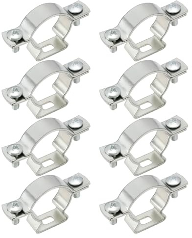 EMSea Förpackning med 8 galvaniserade stålrörsklämmor, M32 röravståndsklämma, lämplig för rör 30–38 mm diameter, kraftig konsol för VVS, HVAC och konstruktion
