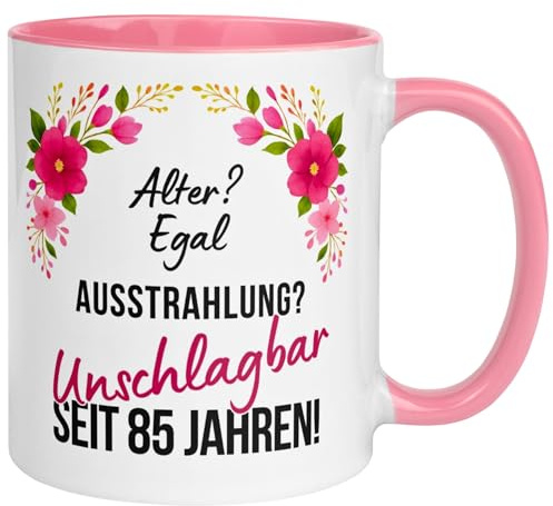 Geschenk zum 85 Geburtstag Frau | Ausstrahlung? Unschlagbar seit 85 Jahren | Geschenk Tasse zum 85. Geburtstag mit Spruch | 85ter Geburtstagstasse | Geburtstagsgeschenk für Frauen | Made in Germany