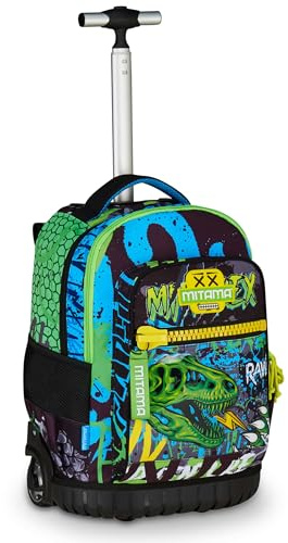 Mitama Trolley Scuola Run Maxi MITAREX, Nero, Doppio Scomparto, Tasca Frontale, 2 Tasche Laterali, Scuola Elementare e Tempo Libero, Bambino