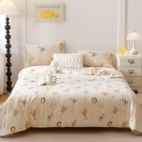 MorroMorn Set di biancheria da letto per letto matrimoniale, 3 pezzi, con 2 federe, ultra morbida e leggera, per ragazze, ragazzi, ragazzi, adolescenti, dormitorio estivo (animali)