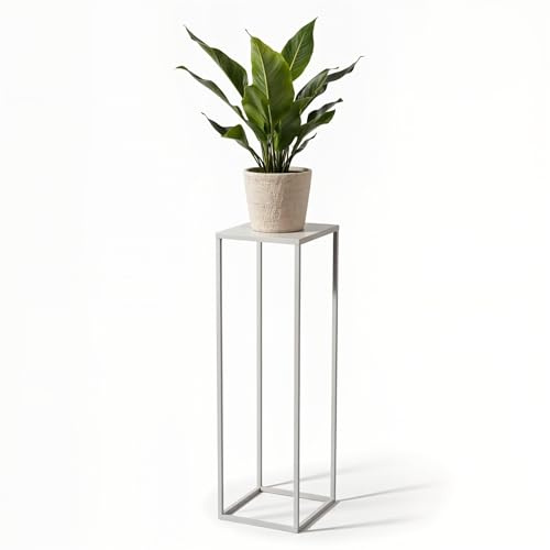 FRAMADO - Portapiante Ferro in metallo Bianco - 24x24x80cm - Portafiori decorativo per interni - Tavolino - Accessorio per il soggiorno