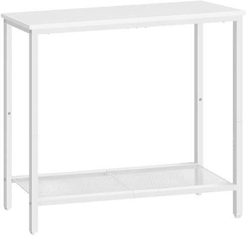 HOOBRO Mesa de Entrada, 75 cm Consola de Entrada, Mesa de Sofá Estrecha, Pequeña Mesa Expositora, Sala de Estar, Dormitorio, Vestíbulo, Blanco EWW74XG01