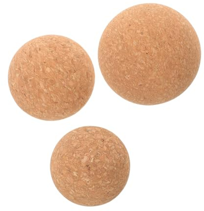 Healeved Lot de 3 set de Balles de Massage en Liège Naturel 5/6/7 CM Rouleau Musculaire Compact pour Yoga Fascia et Relaxation Musculaire Profonde Outil de Massage Polyvalent pour Pieds