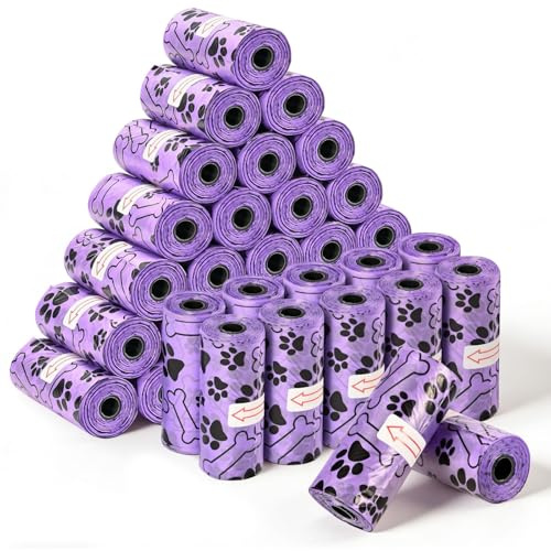 Withosent 600 Pièces Sac a Crottes Chien, 40 Rouleaux Sac a Caca pour Chien avec Distributeur a Crottes, Portable et Anti-Fuite Sacs Ramasse-Crottes pour Chiens 33x22.8cm