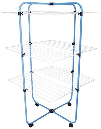 MSV Tower Clothes Airer 3 Levels 27M, White and Blue