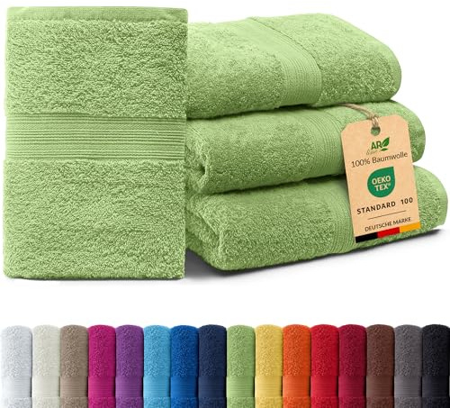 AR Line Arizona 4er Set Duschtücher 70x140 cm – 100% Baumwolle, 500 g/m², weich & saugstark in Farbe: Apfelgrün