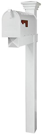 4Ever Products The Buchanan Vinyl/PVC Mailbox Post - Complete Decorative Curbside Mailbox System with Classic Traditional Style (White)